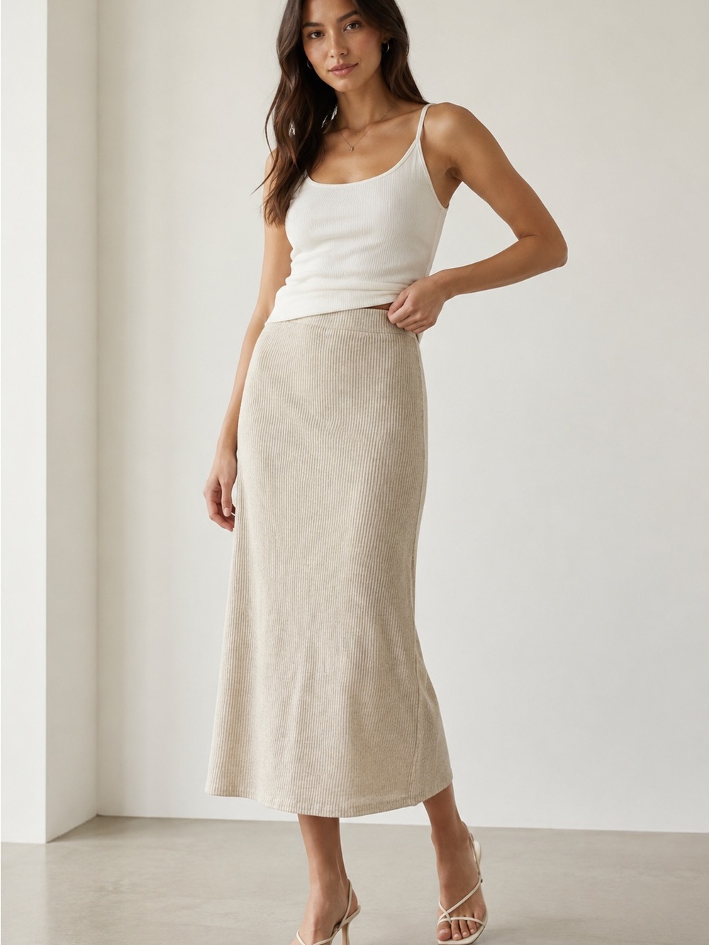 Wilfred Ribbed Knit Midi Skirt – Aritzia